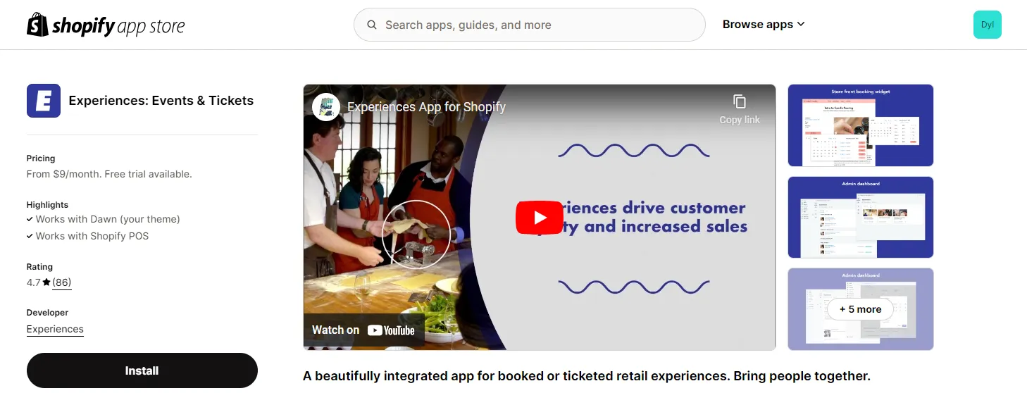 Experiences: Events & Tickets